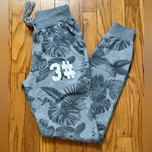 Men’s Floral Print Slim Fit Grey Joggers - Small